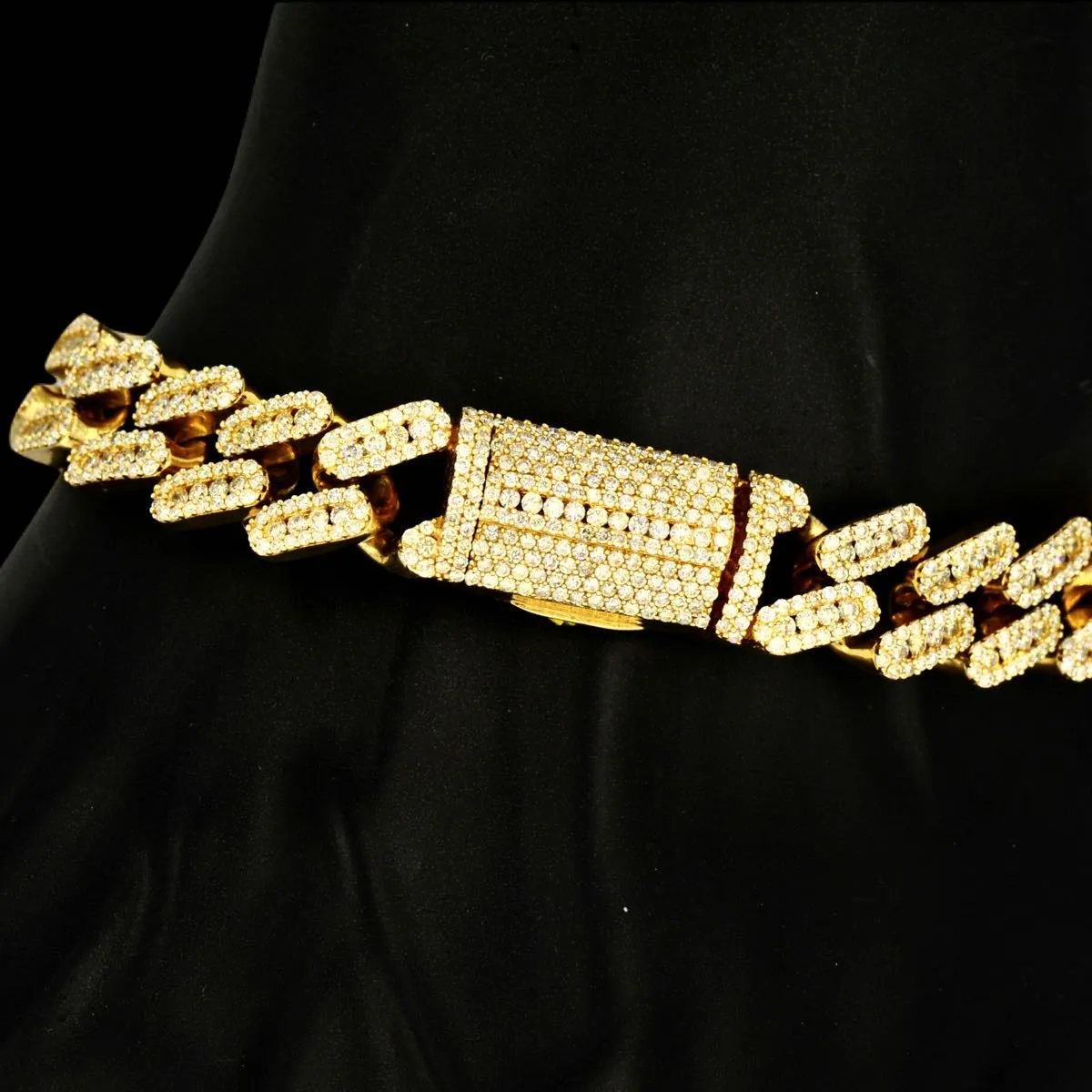 10k Gold 10.71ct Diamond 12.5mm Cuban Bracelet 8.5"