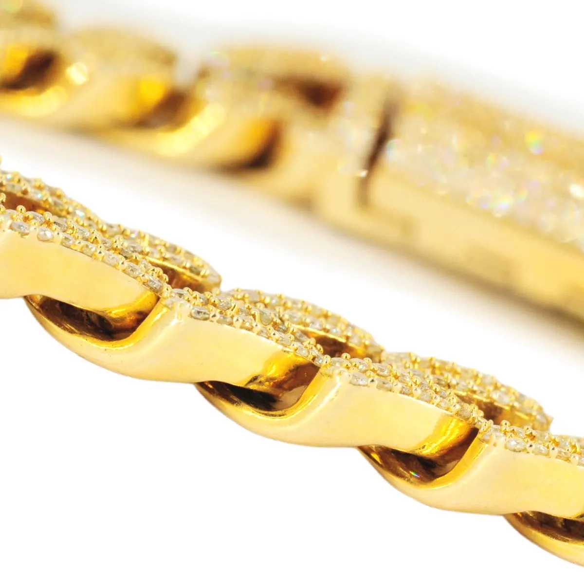 10k Gold 10.71ct Diamond 12.5mm Cuban Bracelet 8.5"