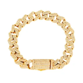 10k Gold 10.71ct Diamond 12.5mm Cuban Bracelet 8.5"