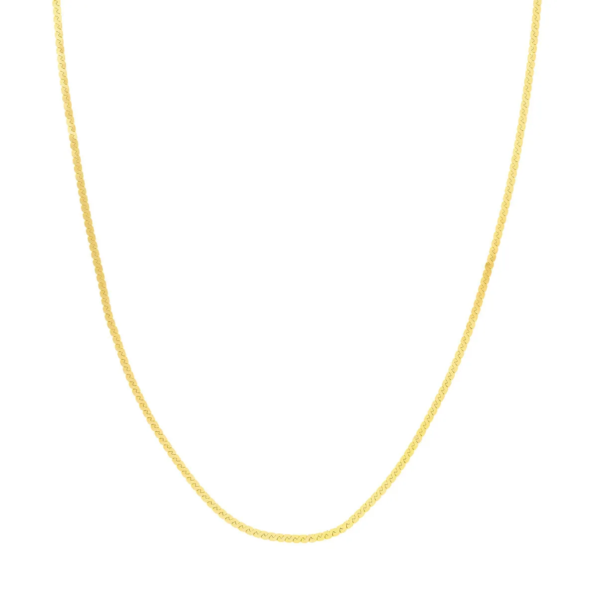 14K Gold 2mm Serpentine Chain Necklace with Lobster Lock