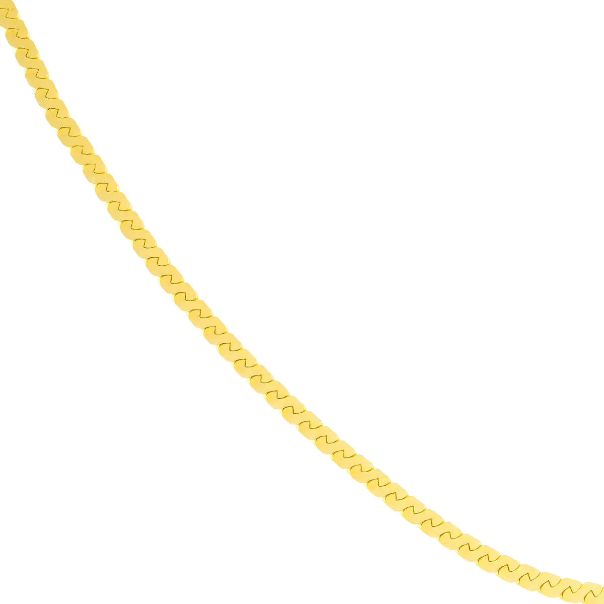 14K Gold 2mm Serpentine Chain Necklace with Lobster Lock