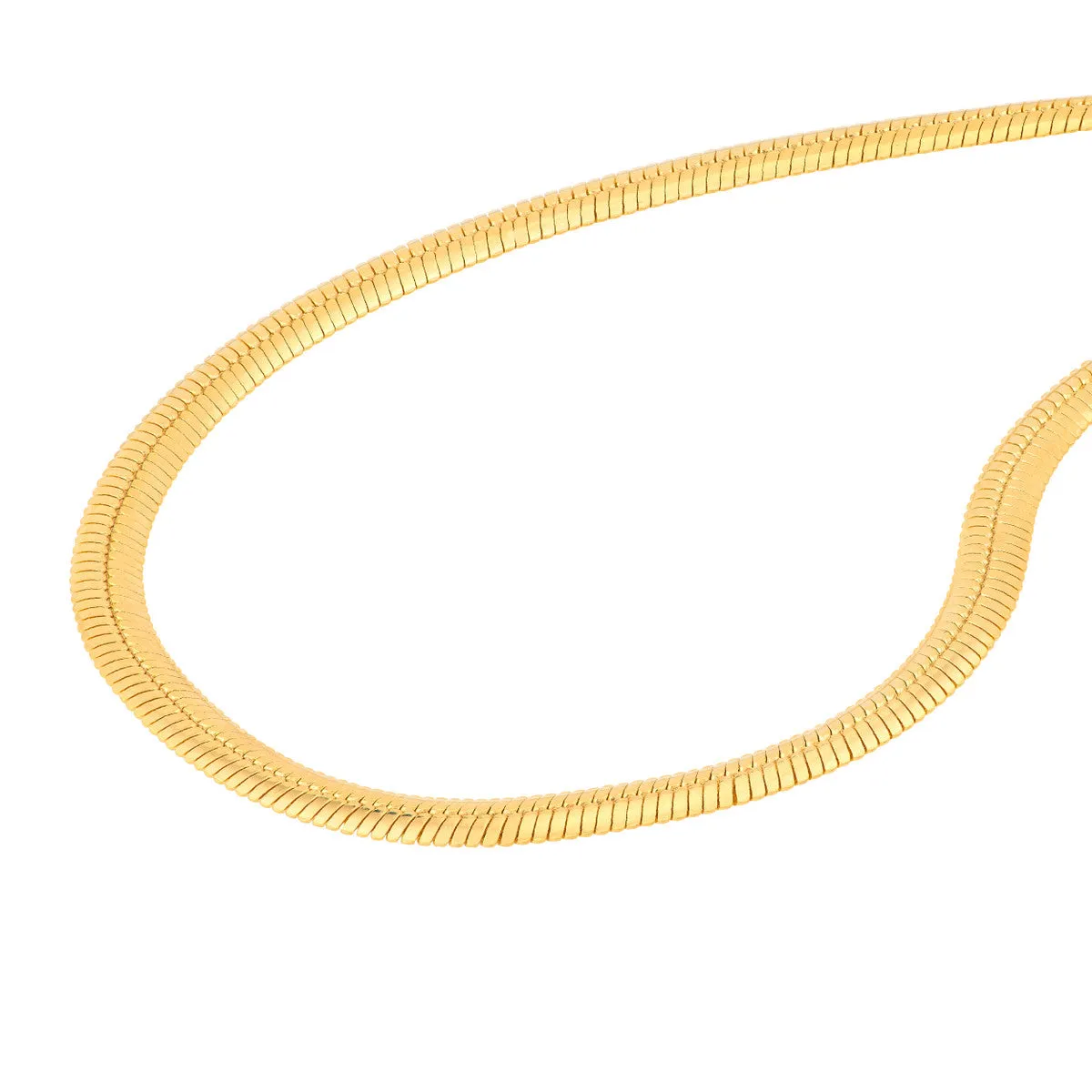 14K Gold 3.2mm Oval Snake Chain Necklace with Lobster Lock