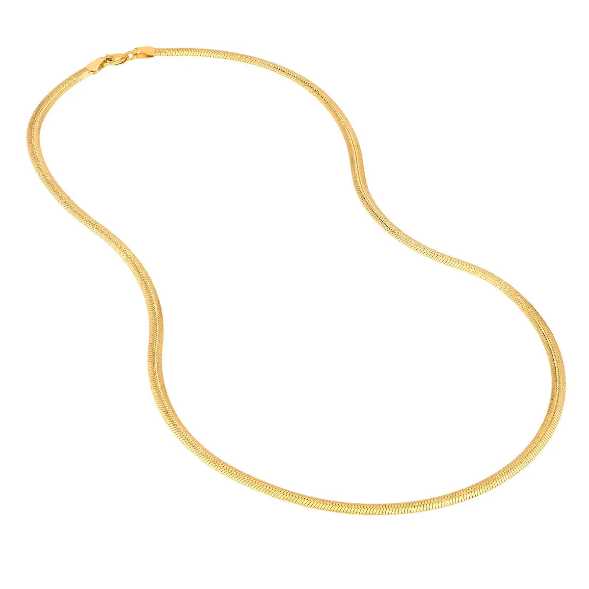 14K Gold 3.2mm Oval Snake Chain Necklace with Lobster Lock