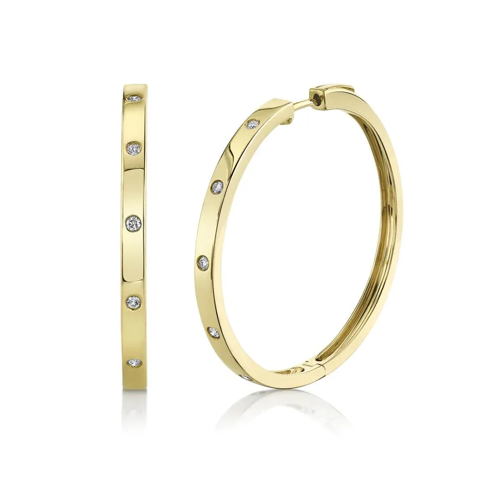 14K GOLD DIAMOND 1.50" DELIA HOOPS