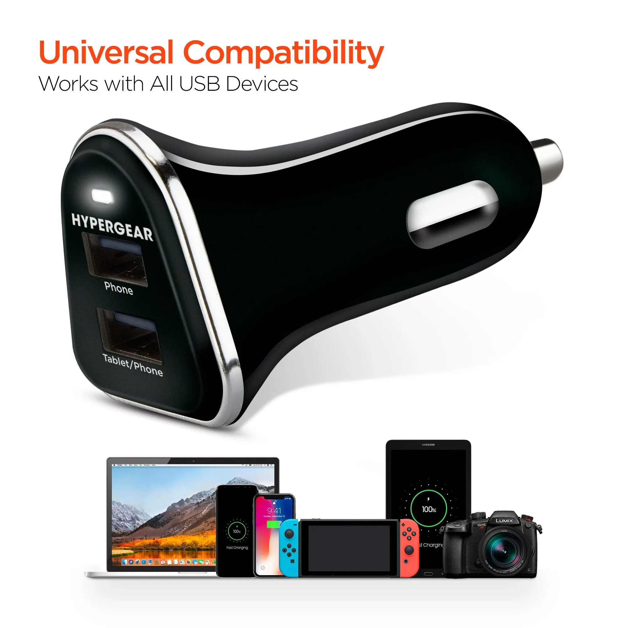 17W Dual USB Car Charger | Black