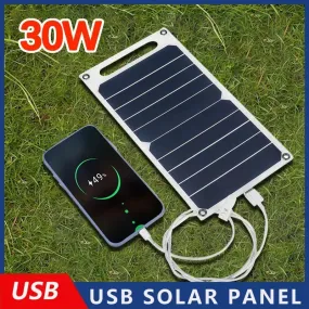 30W Solar Panel With USB Waterproof  Mobile Phone Charging 6.8V