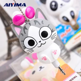 AIYIMA Cute Cartoon Retractable Earphone In-earphone for Mobile Phone MP3 Player