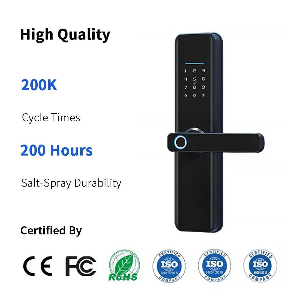 AnjieloSmart aluminum alloy fingerprint door lock for hotel manual push cerradura para puerta principal inteligente smart door lock