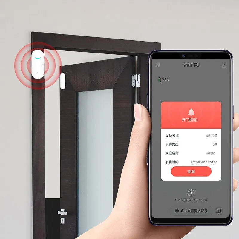 Anjielosmart Tuya WiFi Door and Window Sensor with Magnetic, Contact Sensor Alarm with App Control,Suitable for Home Office Shop