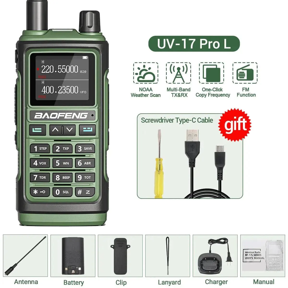 Baofeng UV-17 Pro V2 Walkie Talkie Wireless Copy Frequency 999CH Long Range Upgrade UV-5R K5 21 Pro Protable Two Way Ham Radio