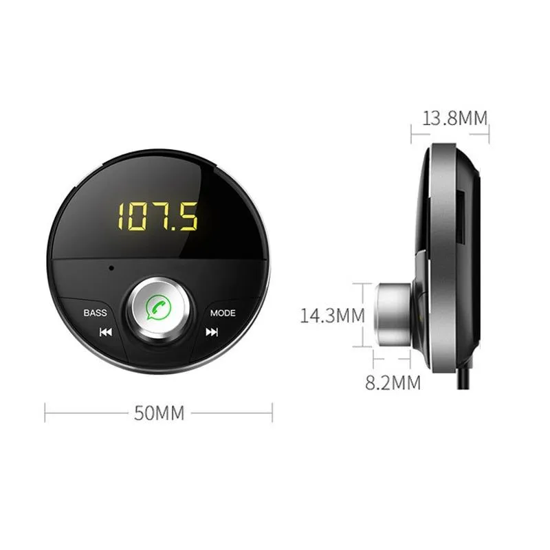 Bluetooth 5.0 Handsfree Car Kit   3.5mm Jack AUX Audio MP3 Player Wireless FM Transmitter