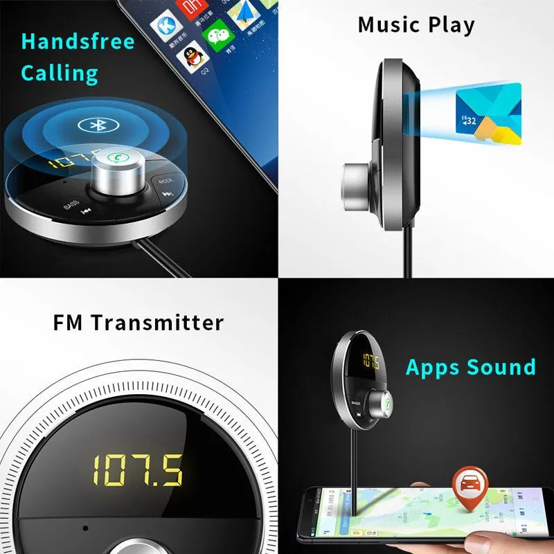 Bluetooth 5.0 Handsfree Car Kit   3.5mm Jack AUX Audio MP3 Player Wireless FM Transmitter