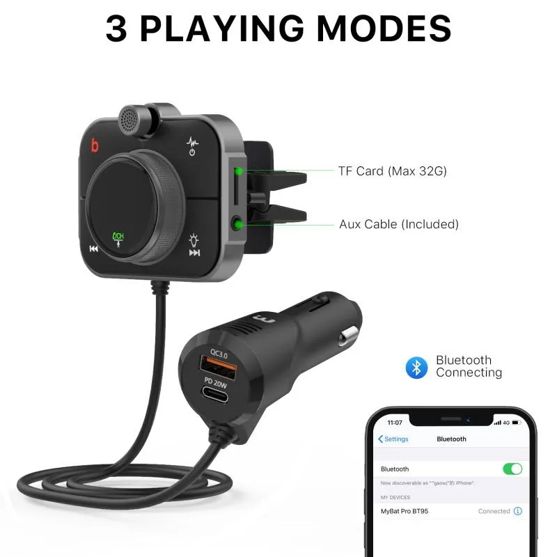 BT95 FM Transmitter   Car Charger