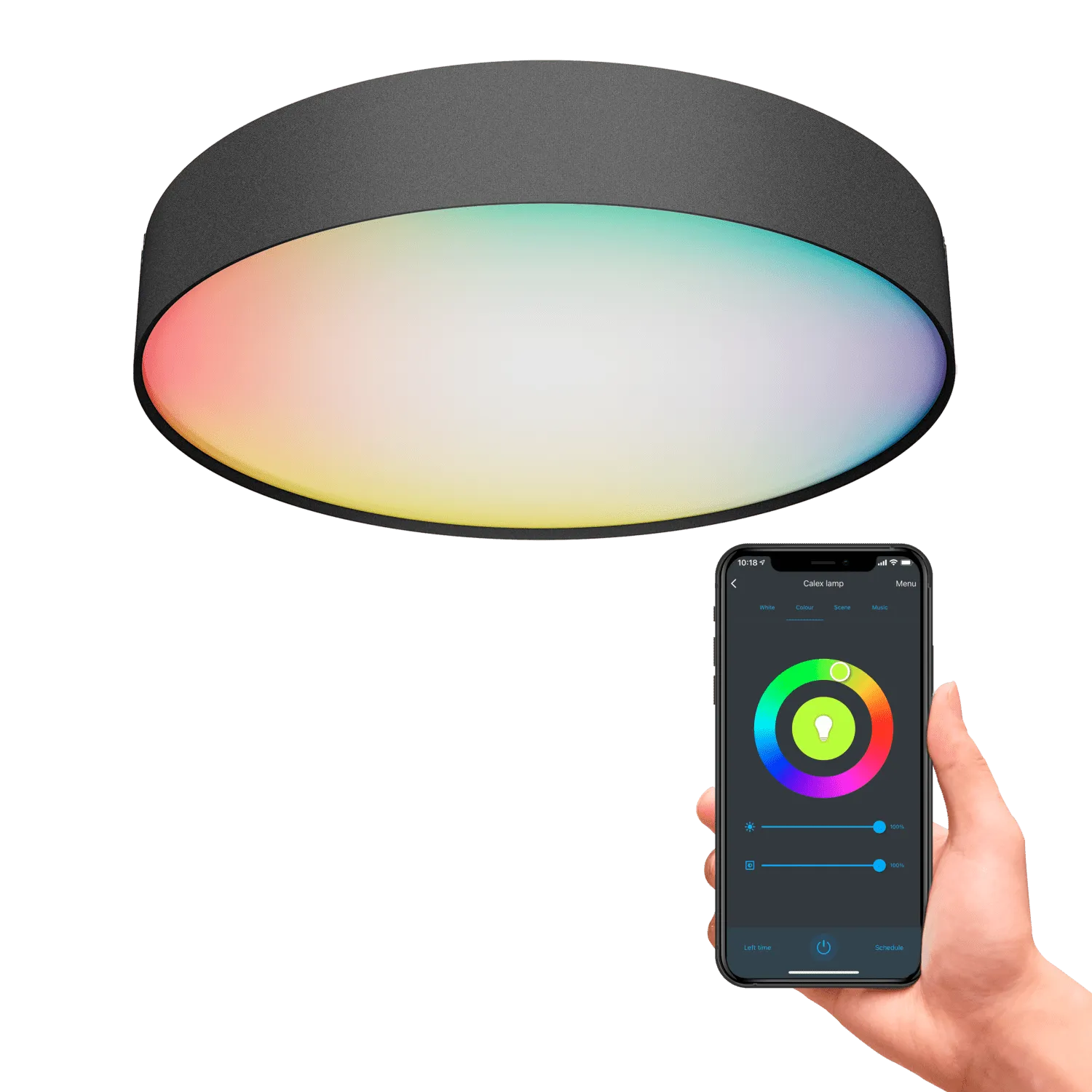 Calex Smart Ceiling Lamp 40cm - RGB Warm White - Black