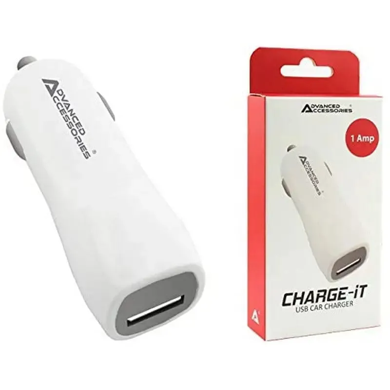 Charge-It 1Amp Car Charger Usb Port Adapter - Compatible With The Latest Smartphones, Tablets & Sat NavS - White