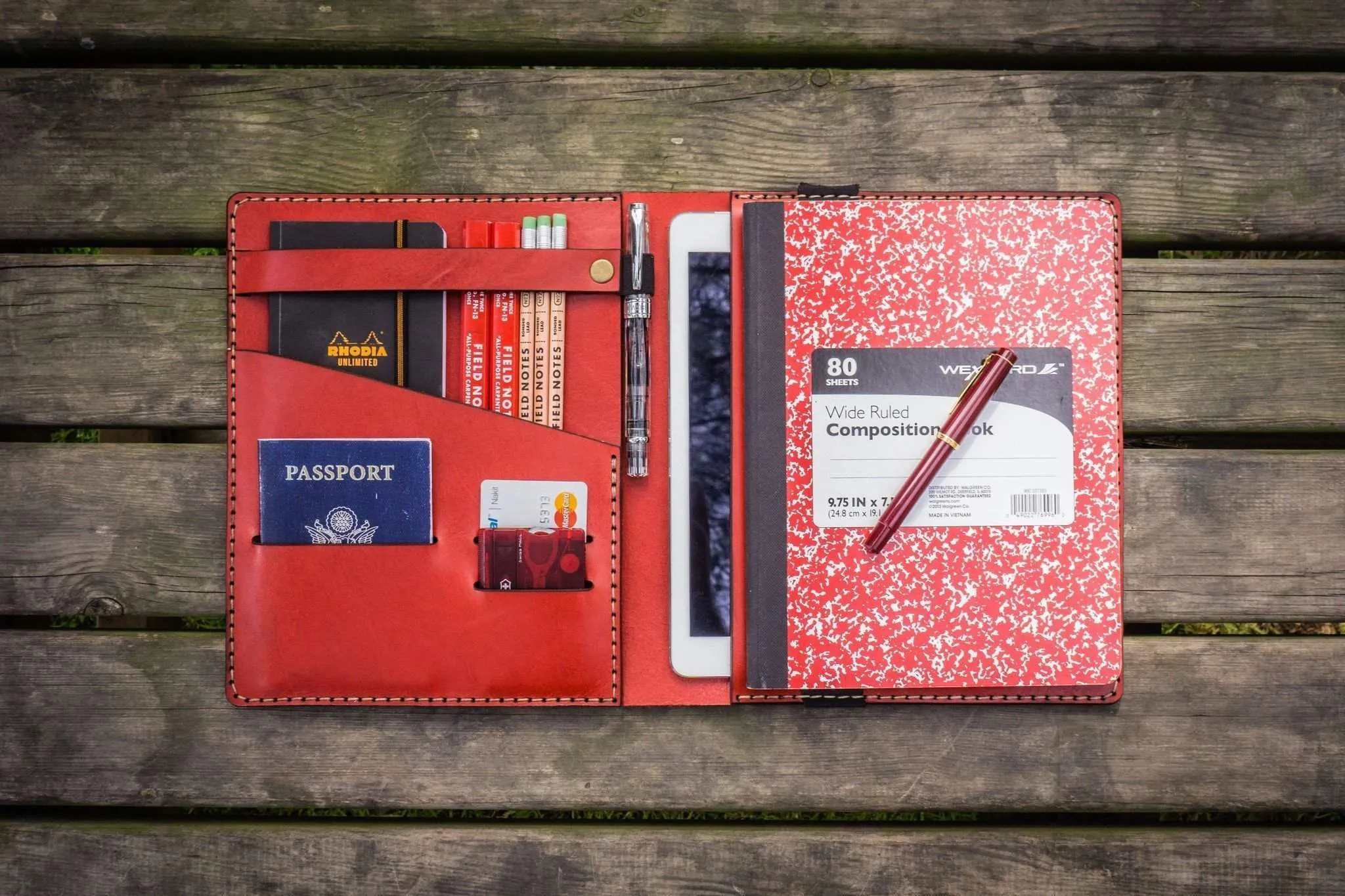 Composition Notebook Cover With iPad Air/Pro Pocket - Red