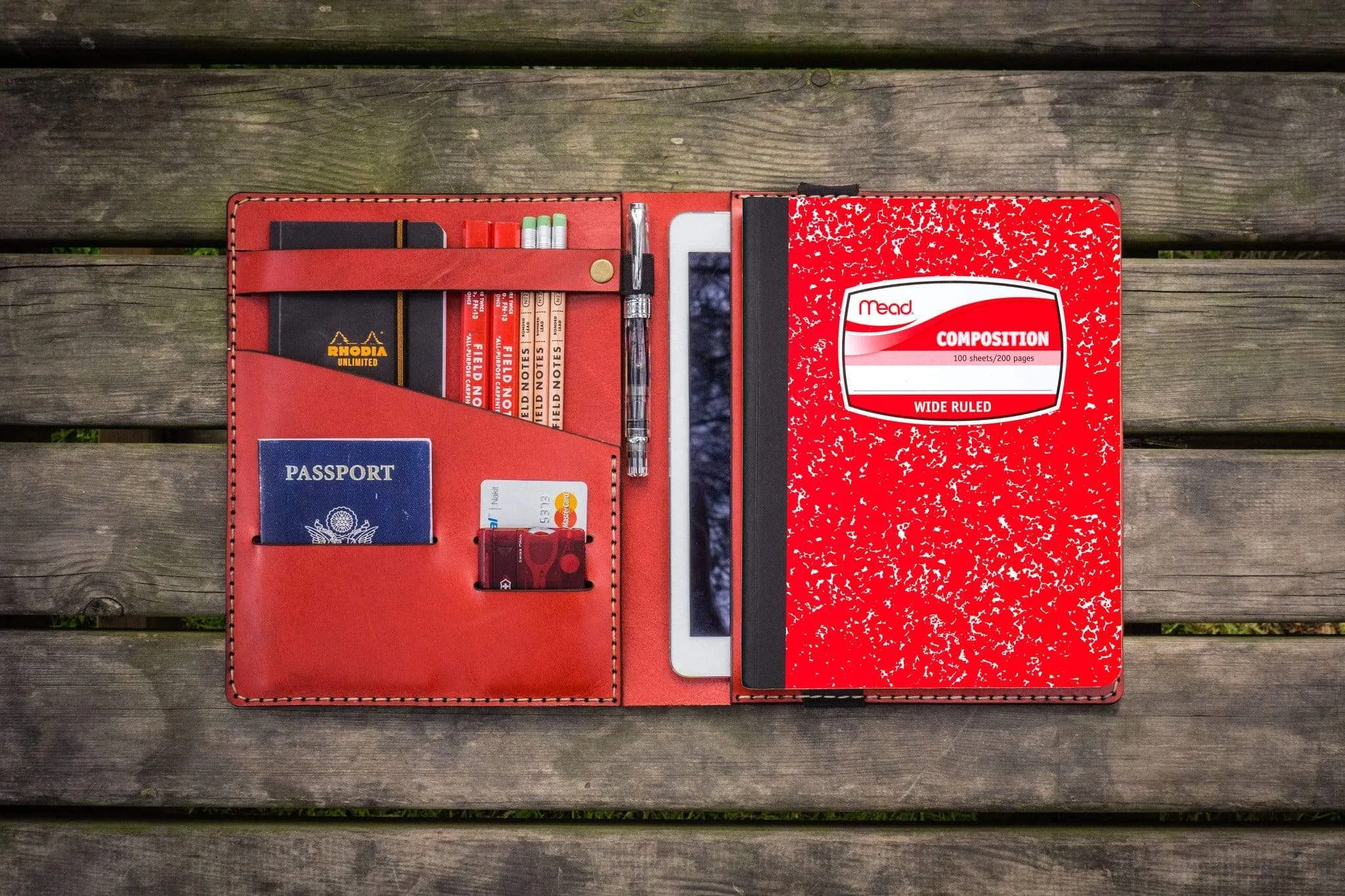 Composition Notebook Cover With iPad Air/Pro Pocket - Red