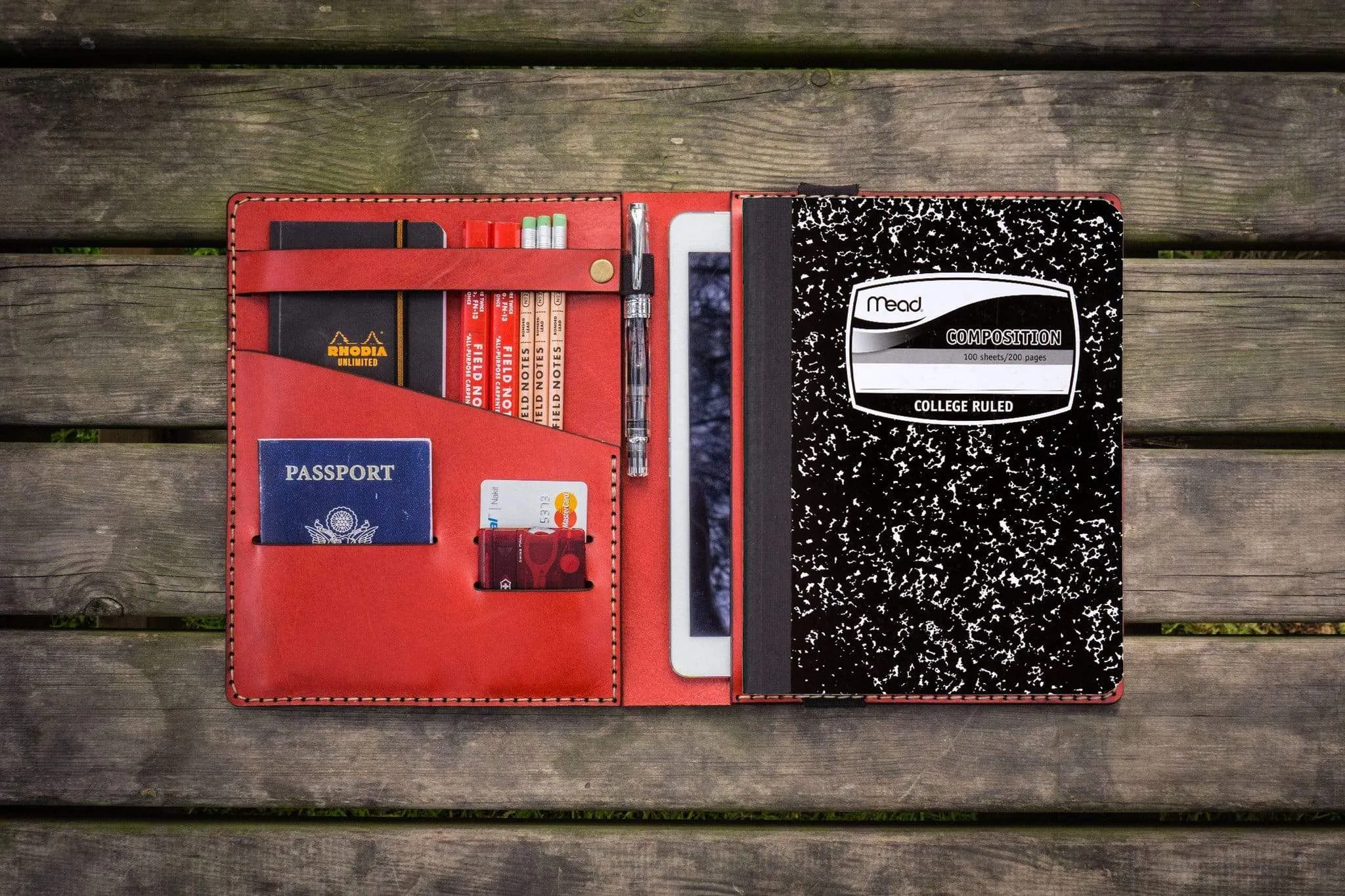 Composition Notebook Cover With iPad Air/Pro Pocket - Red