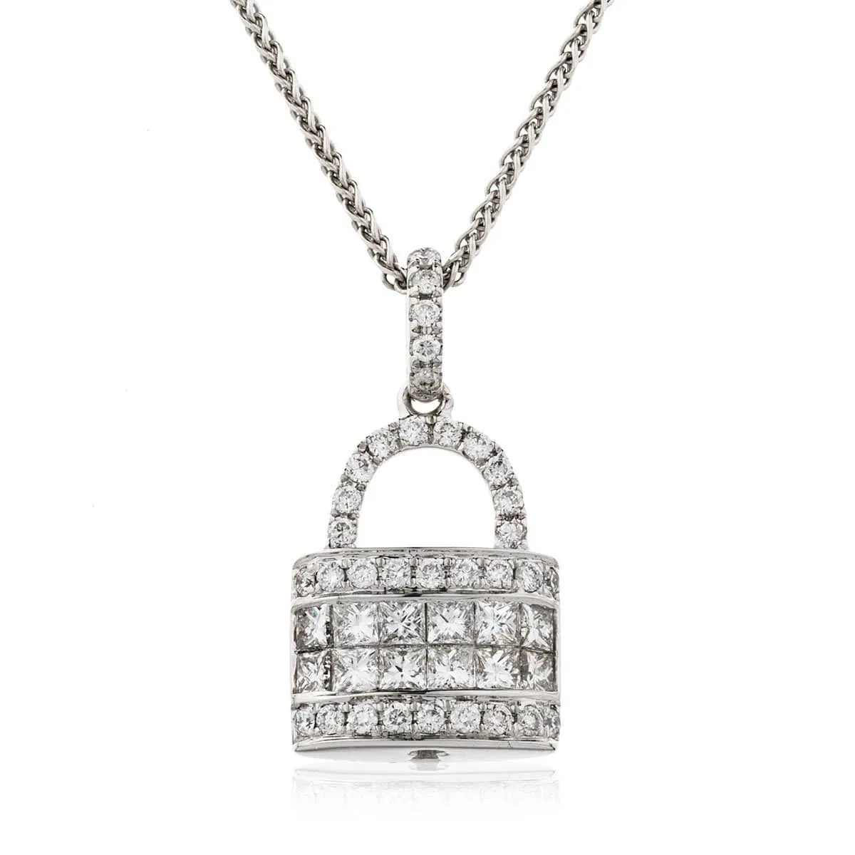 Diamond Cluster Lock Pendant