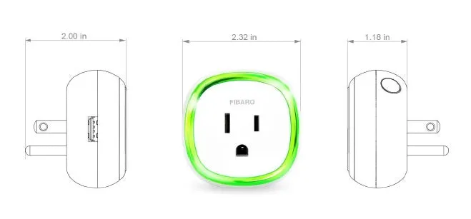 FIBARO Z-Wave Plus Wall Plug with USB Charging Port FGWPB-121