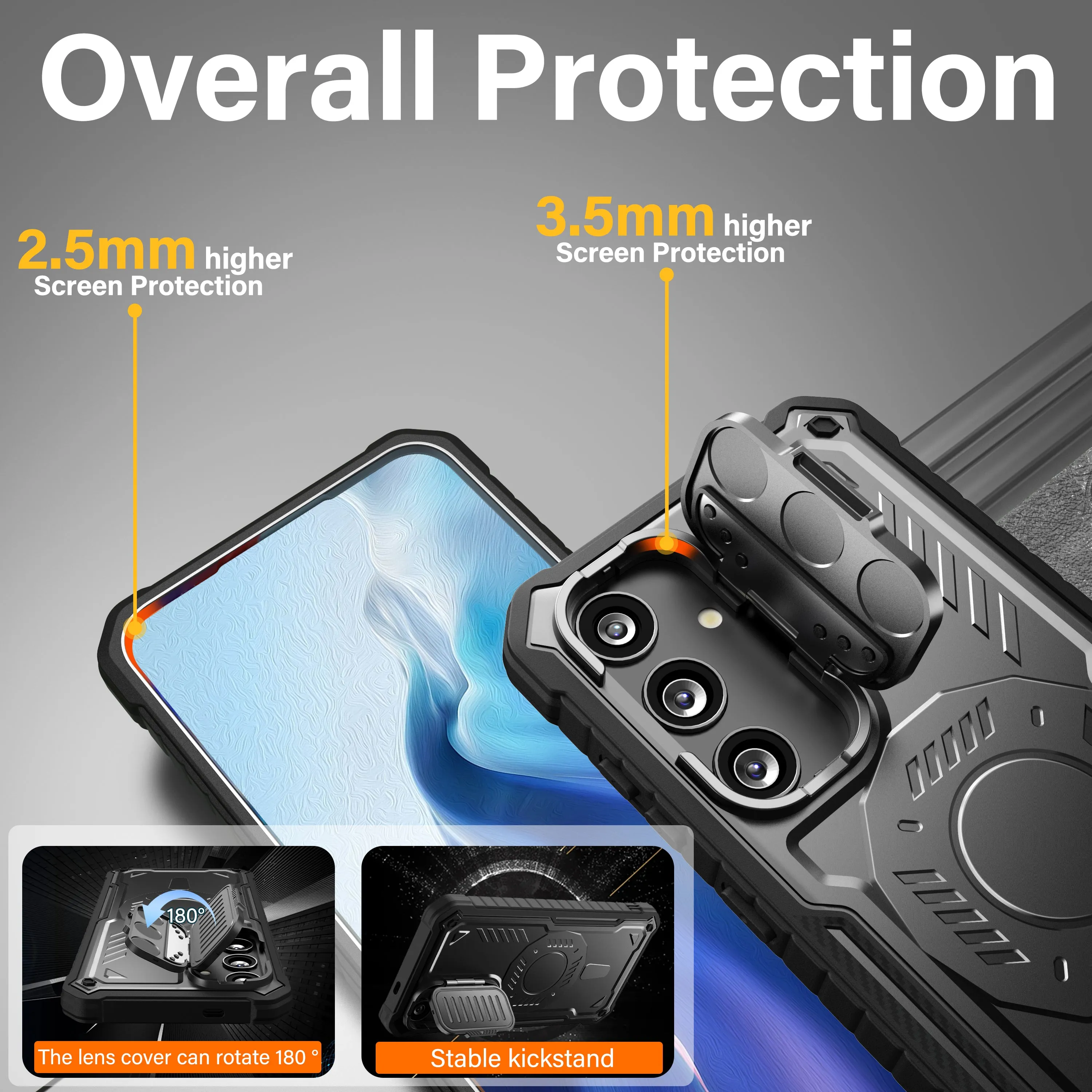 FITO for Samsung Galaxy S24 Series Case with Screen Protector, Military Grade Shockproof Phone Case with Camera Cover and Kickstand for Samsung S24 / Samsung S24 Plus / Samsung S24 Ultra