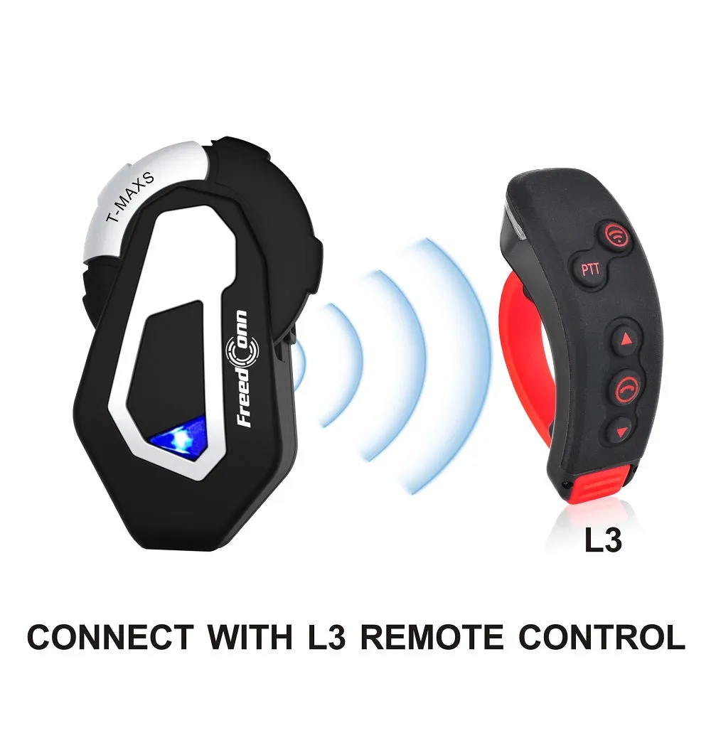 Freedconn New Motocycle Helmet Waterproof and Wireless Bluetooth TMAX-S Group Intercom 1000M Headset with L3 Remote Controller