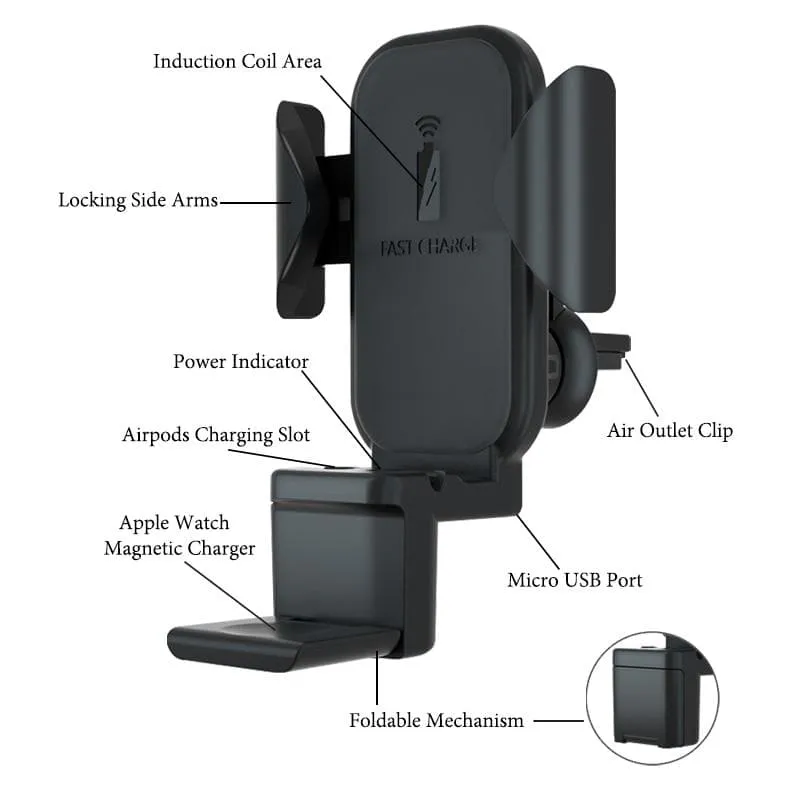 Gear Car Station™ 3 in 1 Wireless Car Charger