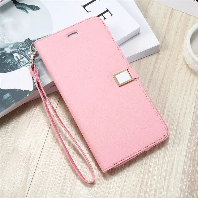 KISSCASE Flip Case For iPhone 5S 5C 4S case Candy Color Leather iphone 6 Cases For iPhone 7 7 Plus Wallet Card Slot Case Cover