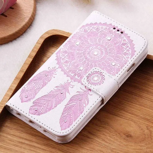 KISSCASE Flower Leather Case For iPhone 7 Plus For iPhone 6 6S Plus 5 5S SE Wallet Bag Case For iPhone 7 6 Card Slot Phone Cover