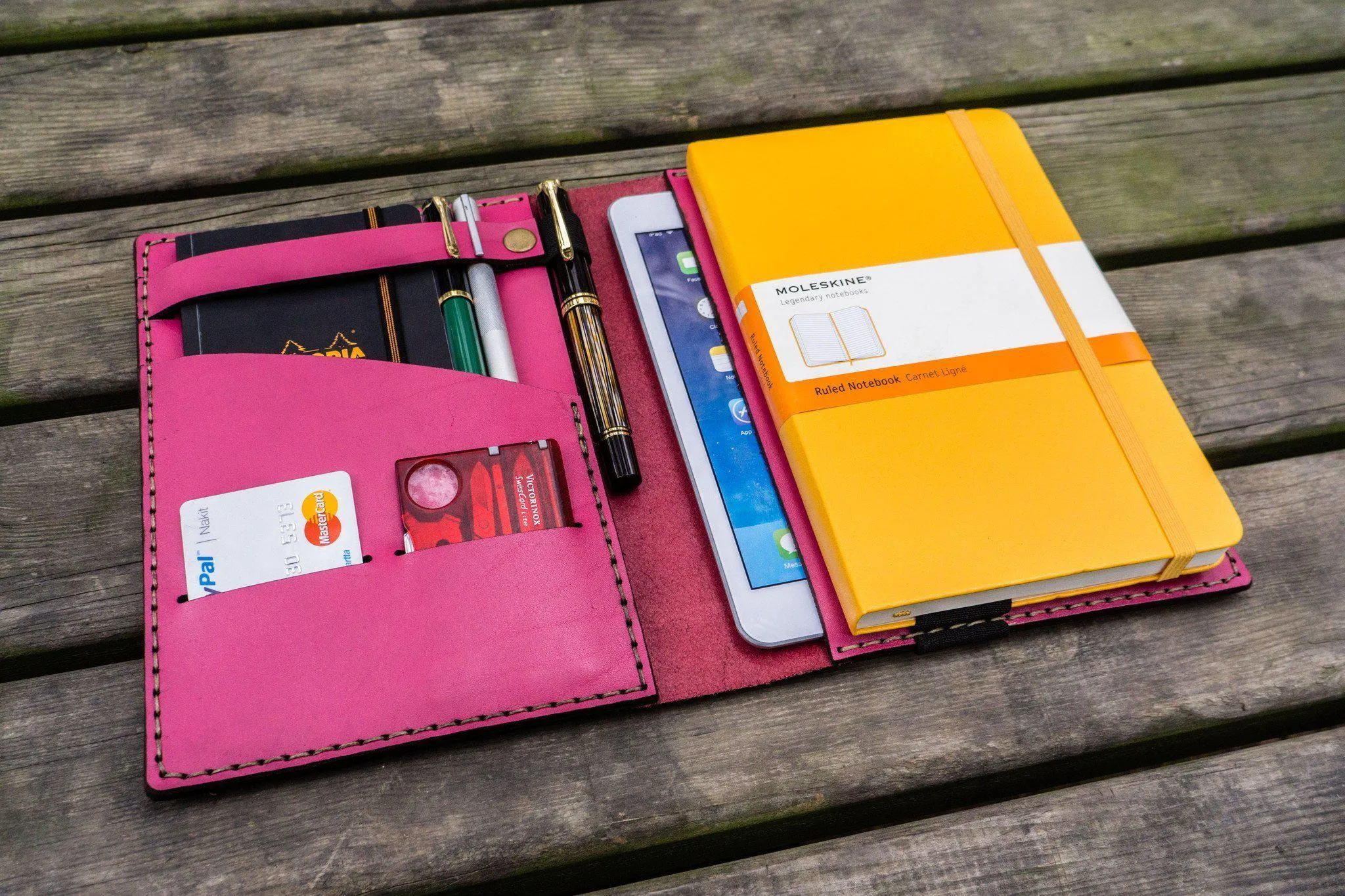 Leather Hobonichi Cousin A5 Planner Cover - Pink