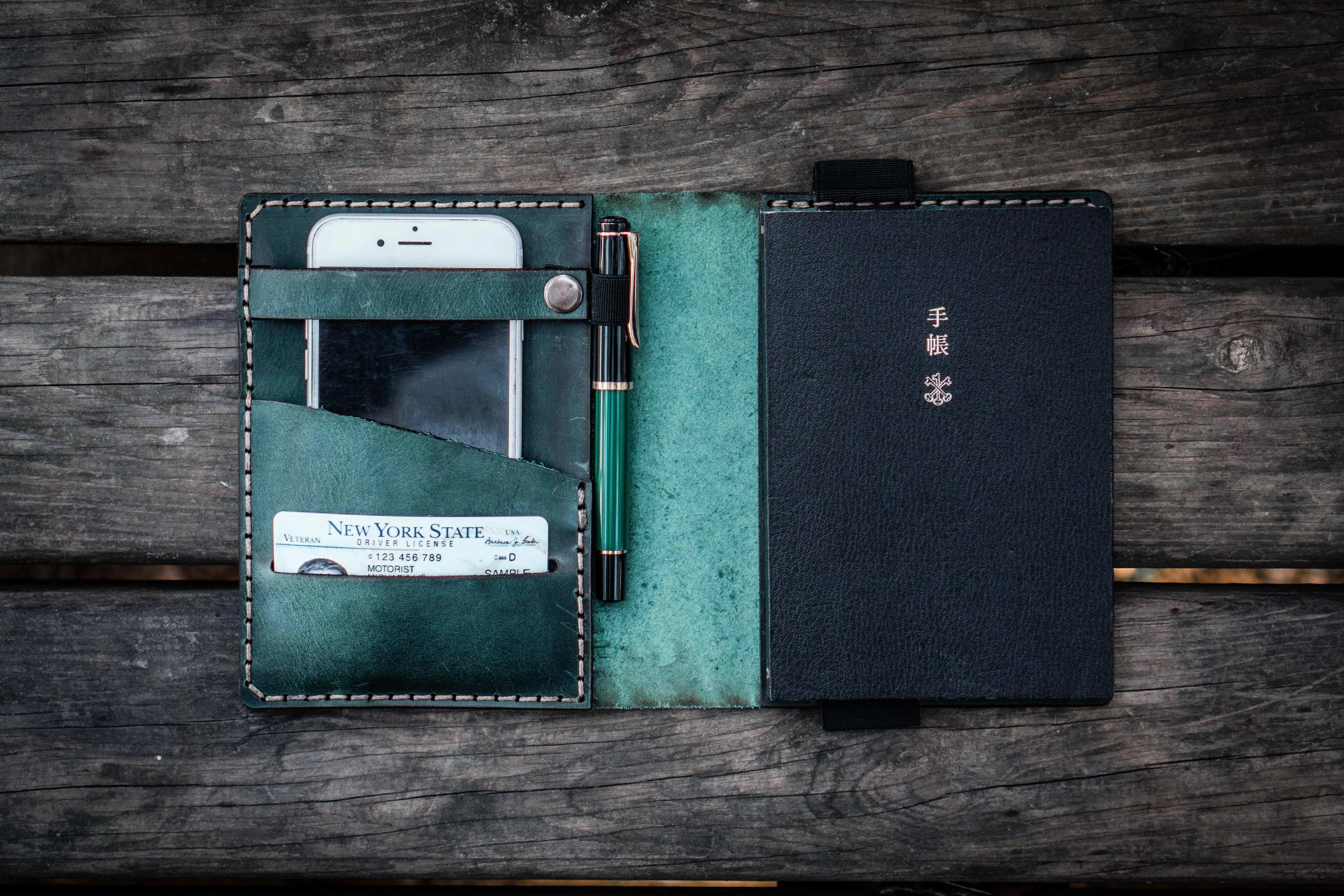 Leather Hobonichi Techo (A6) Planner Cover - Crazy Horse Forest Green