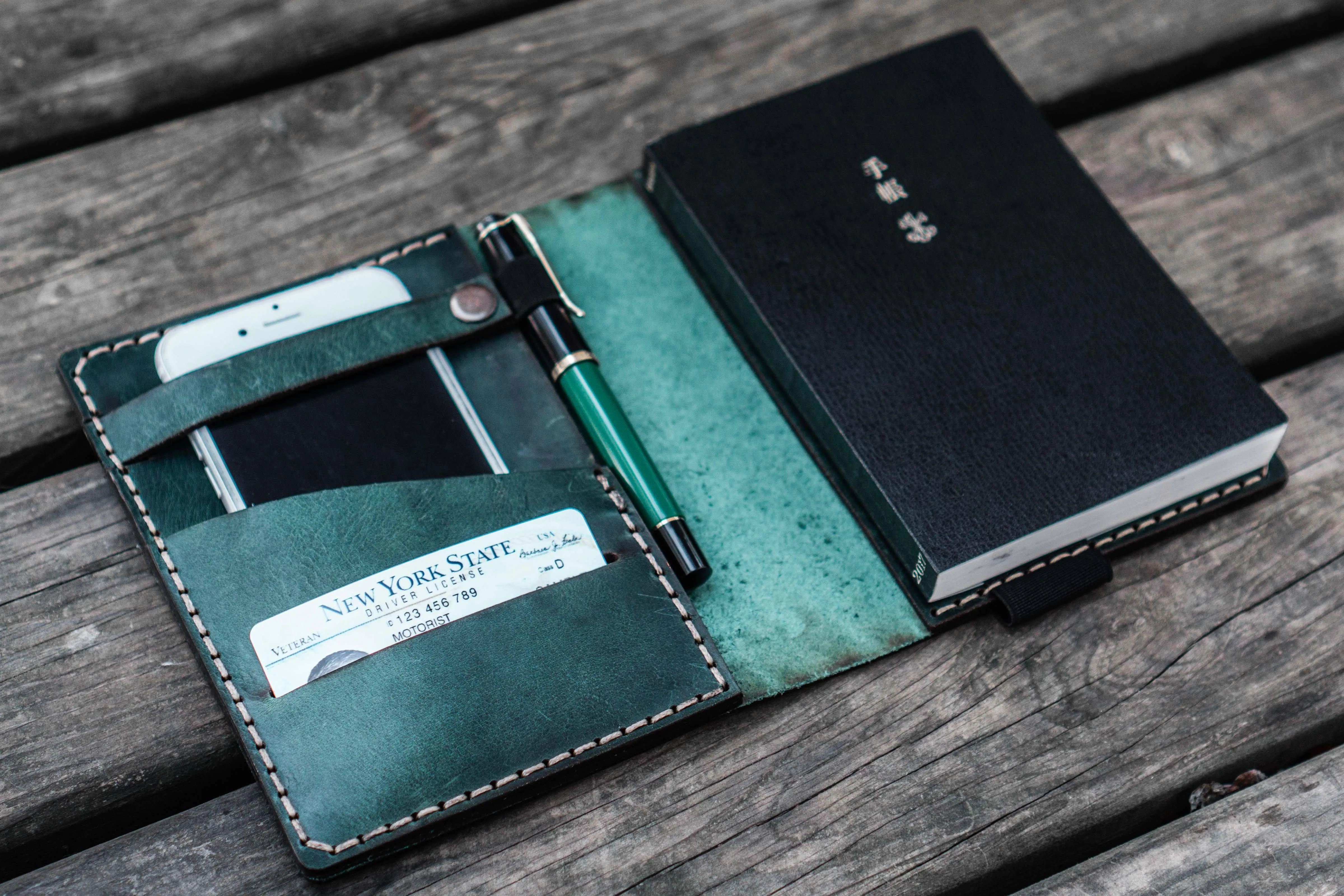 Leather Hobonichi Techo (A6) Planner Cover - Crazy Horse Forest Green