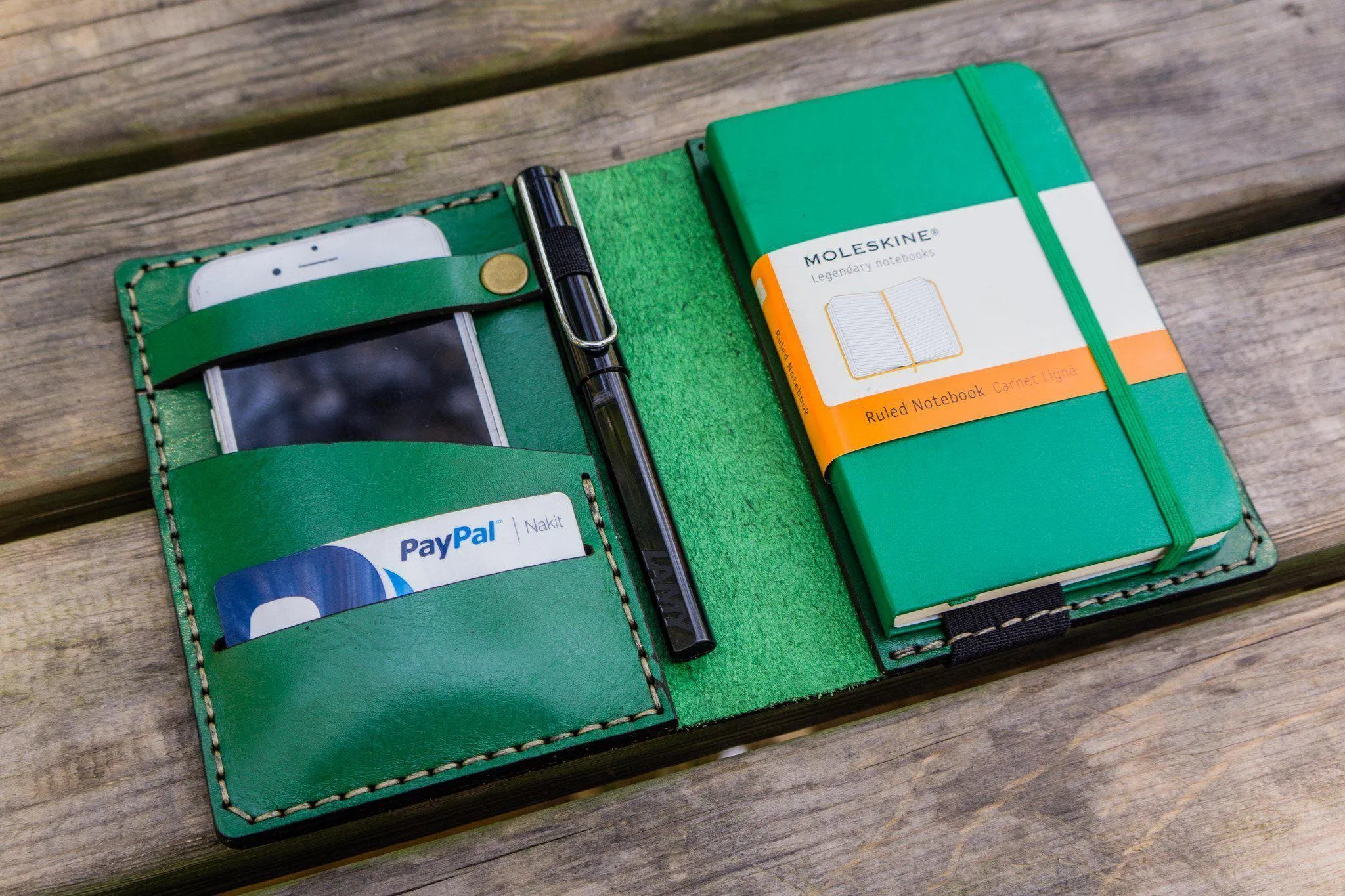 Leather Hobonichi Techo (A6) Planner Cover - Green