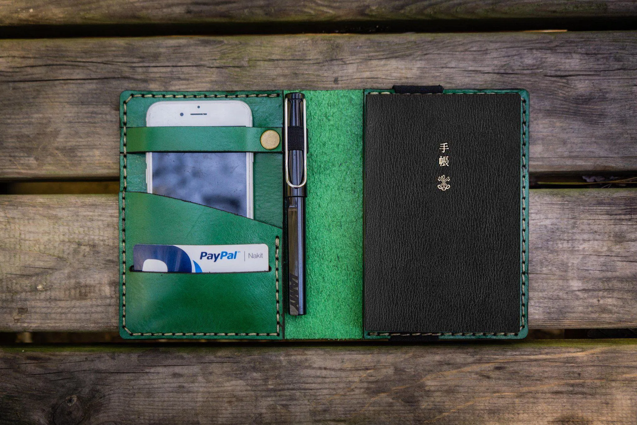 Leather Hobonichi Techo (A6) Planner Cover - Green