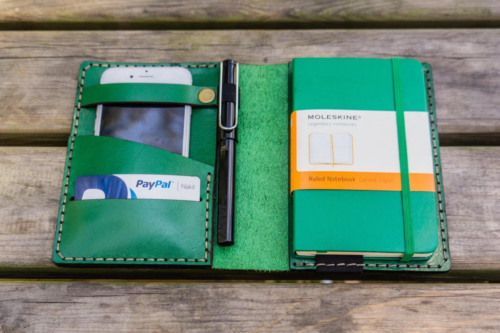 Leather Hobonichi Techo (A6) Planner Cover - Green