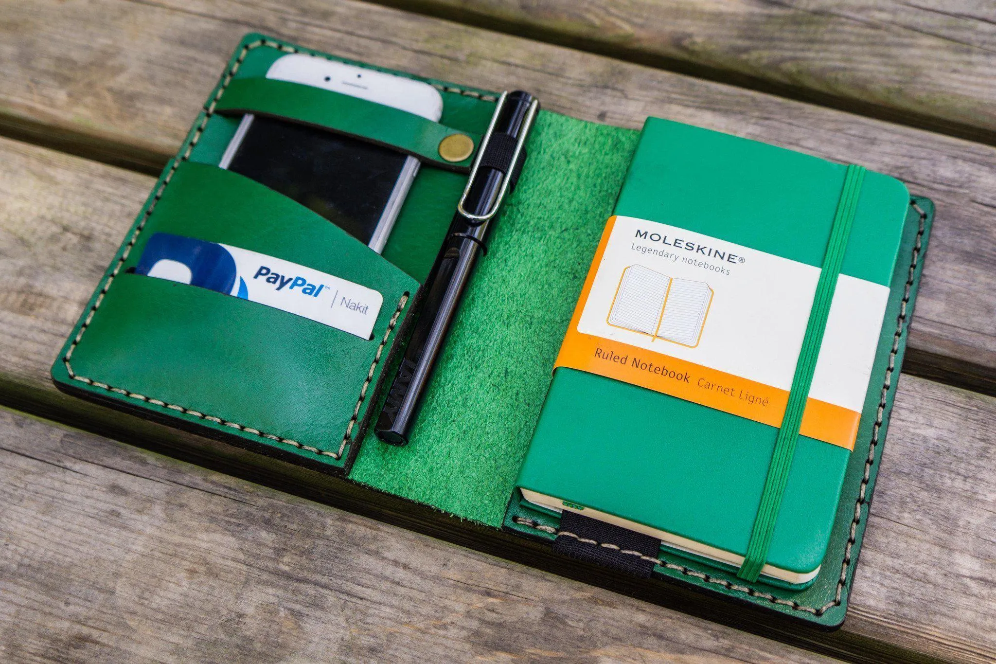 Leather Hobonichi Techo (A6) Planner Cover - Green