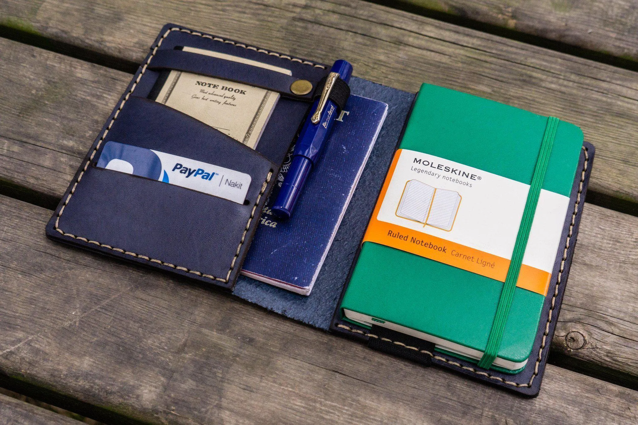 Leather Hobonichi Techo (A6) Planner Cover - Navy Blue