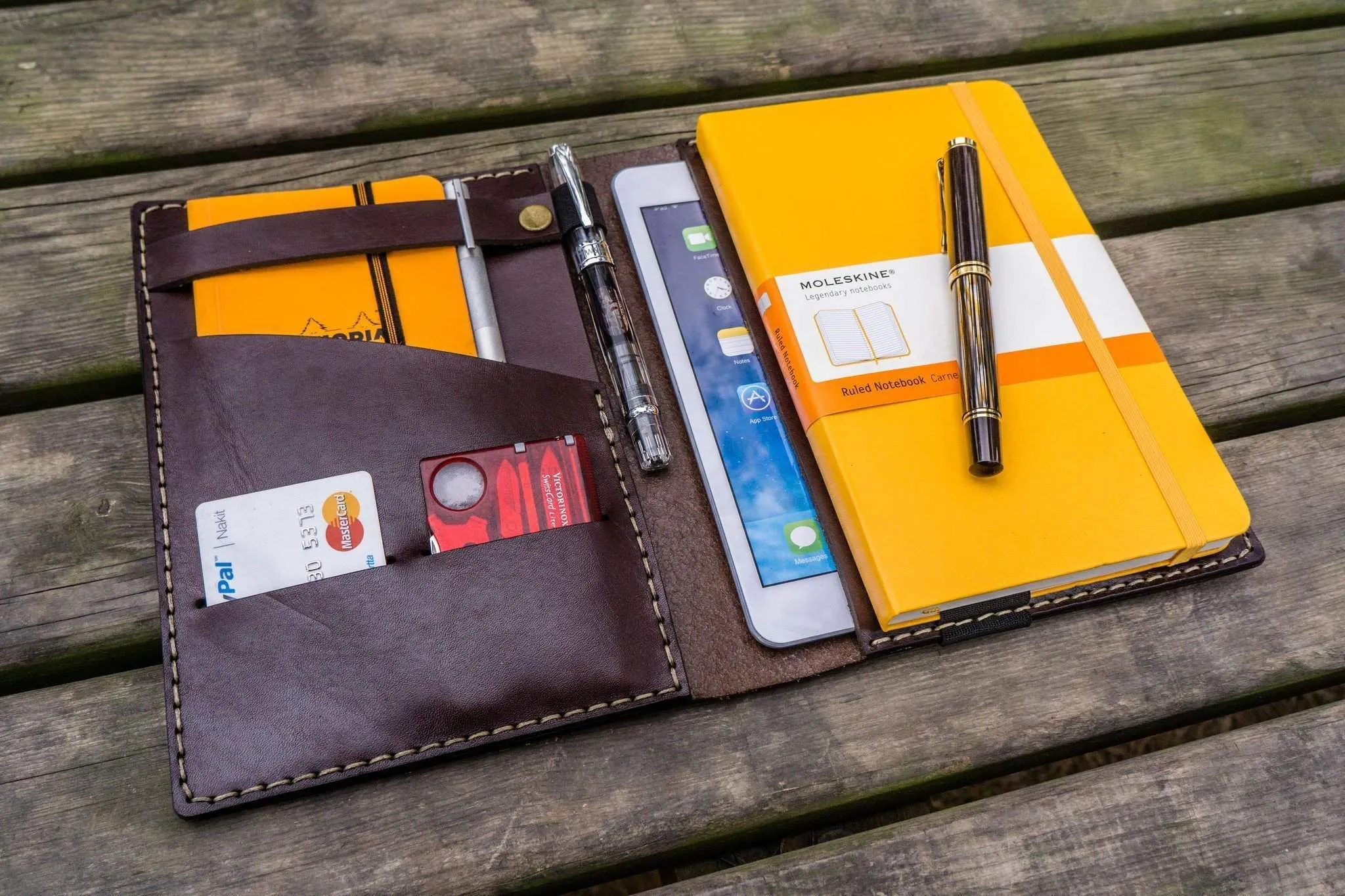 Leather Rhodia A5 Notebook & iPad Mini Cover - Dark Brown