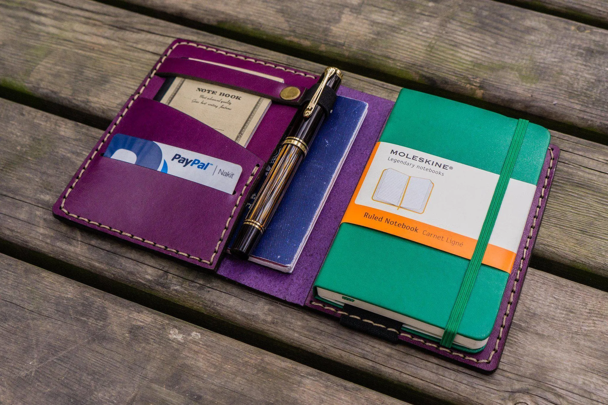 Leather Rhodia A6 Notebook Cover - Purple