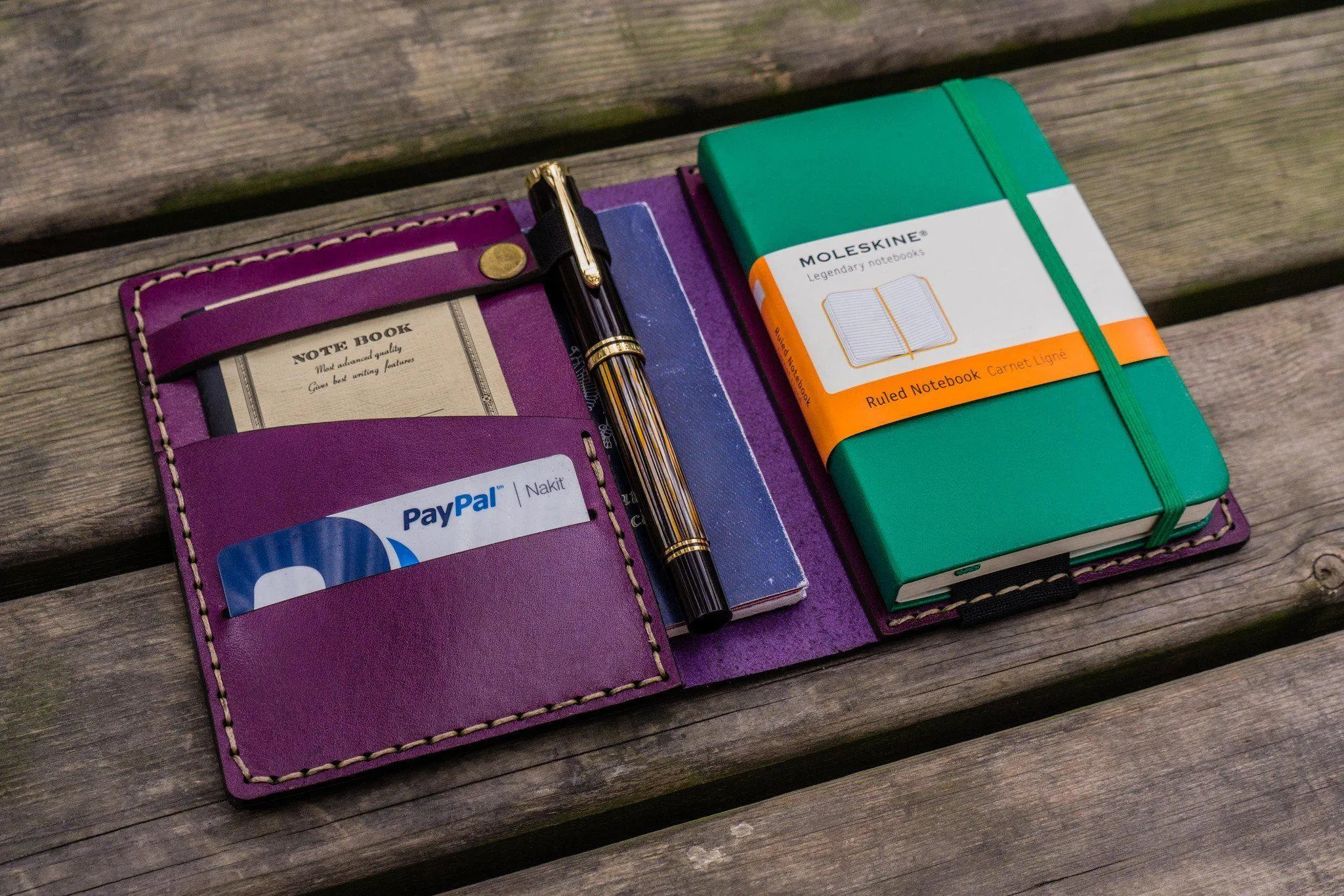 Leather Rhodia A6 Notebook Cover - Purple