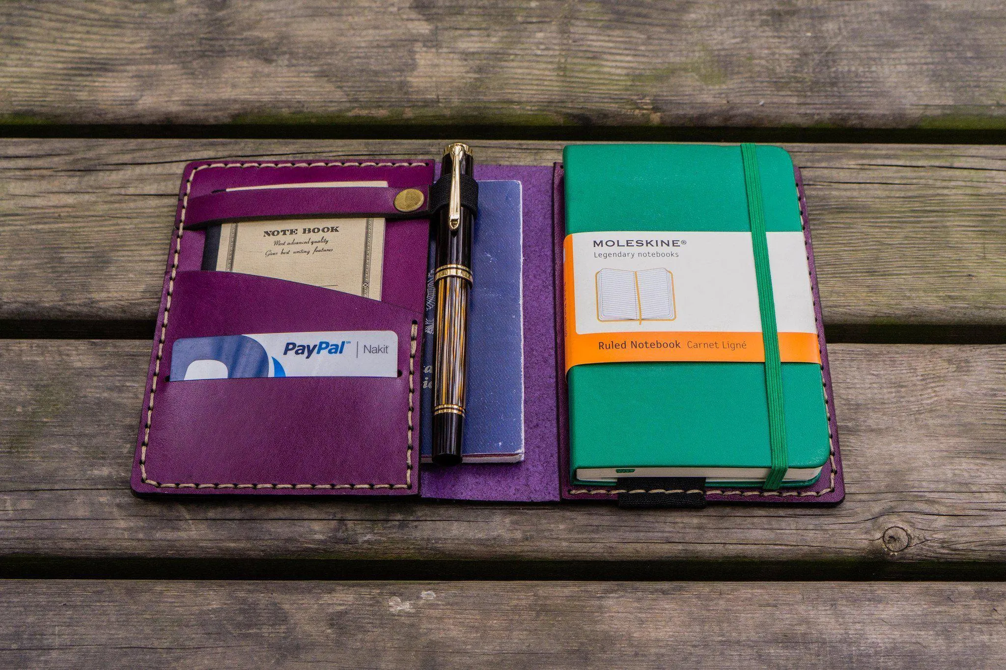 Leather Rhodia A6 Notebook Cover - Purple