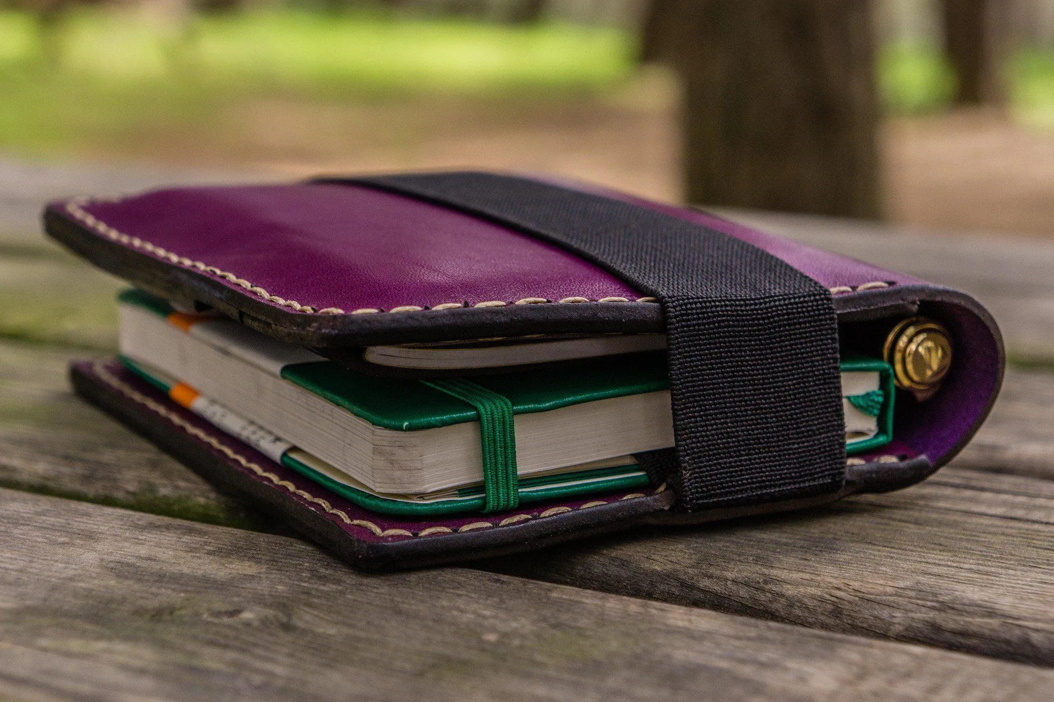 Leather Rhodia A6 Notebook Cover - Purple