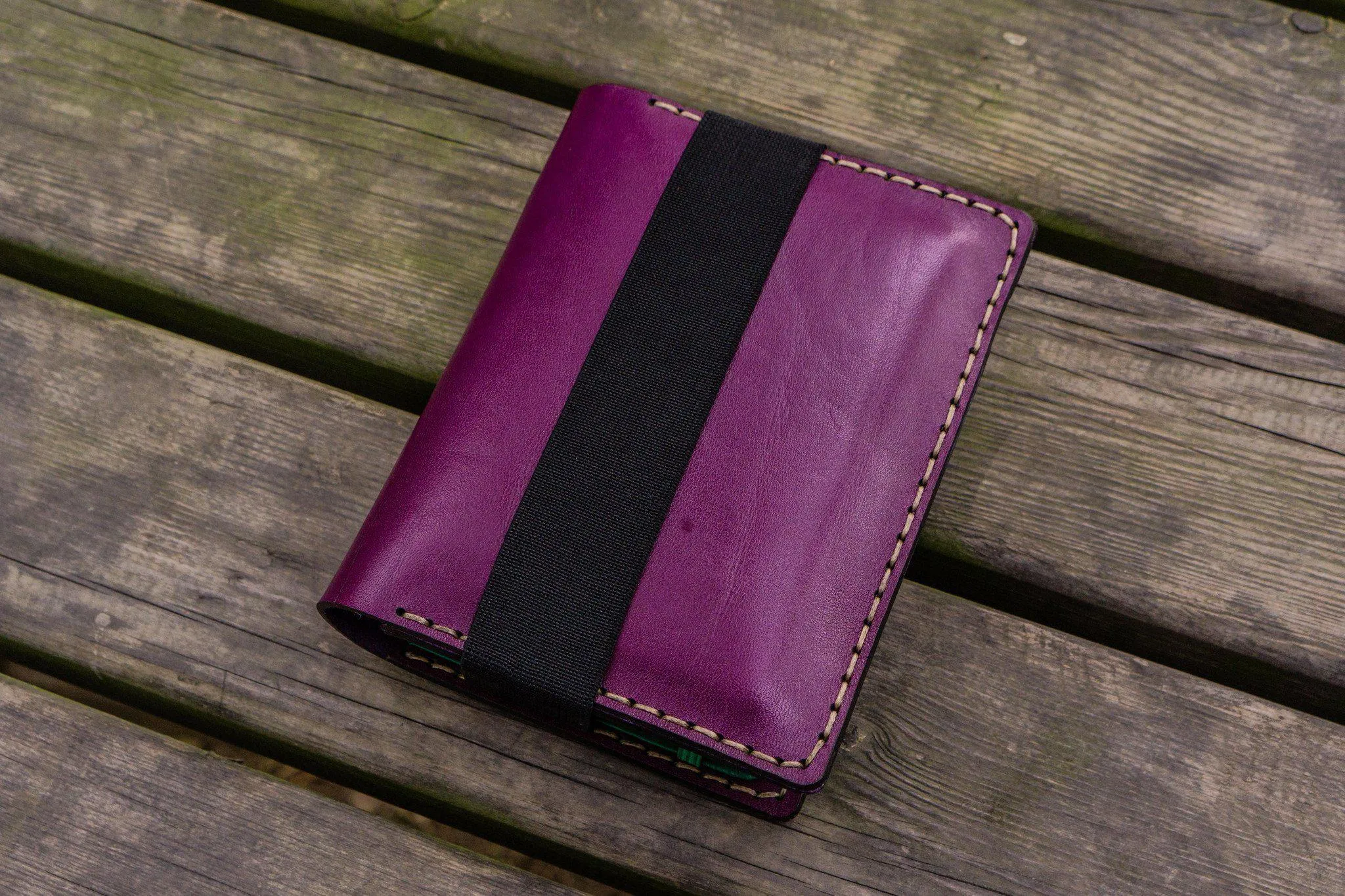 Leather Rhodia A6 Notebook Cover - Purple