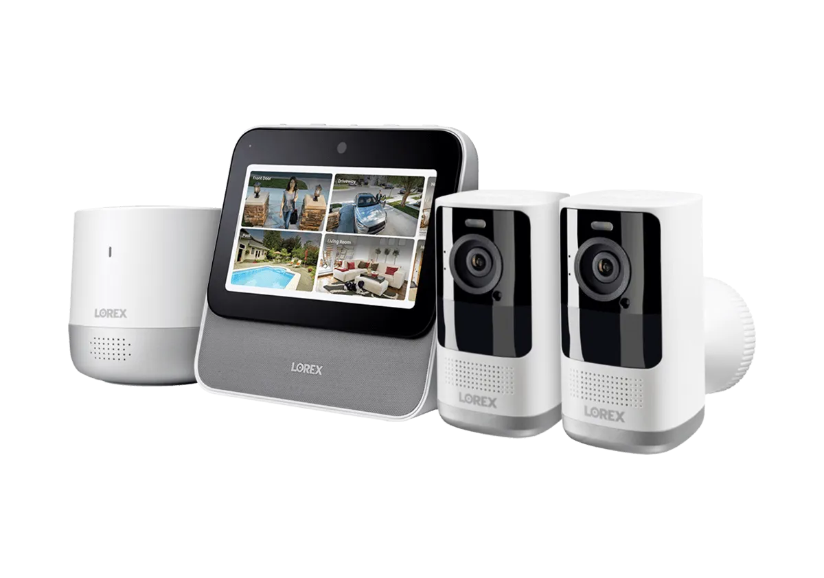 Lorex Smart Home Security Center with 2K Battery Operated Cameras and Range Extender