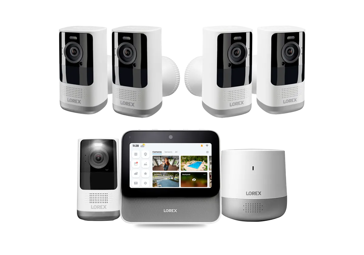 Lorex Smart Home Security Center with 2K Battery Operated Cameras and Range Extender