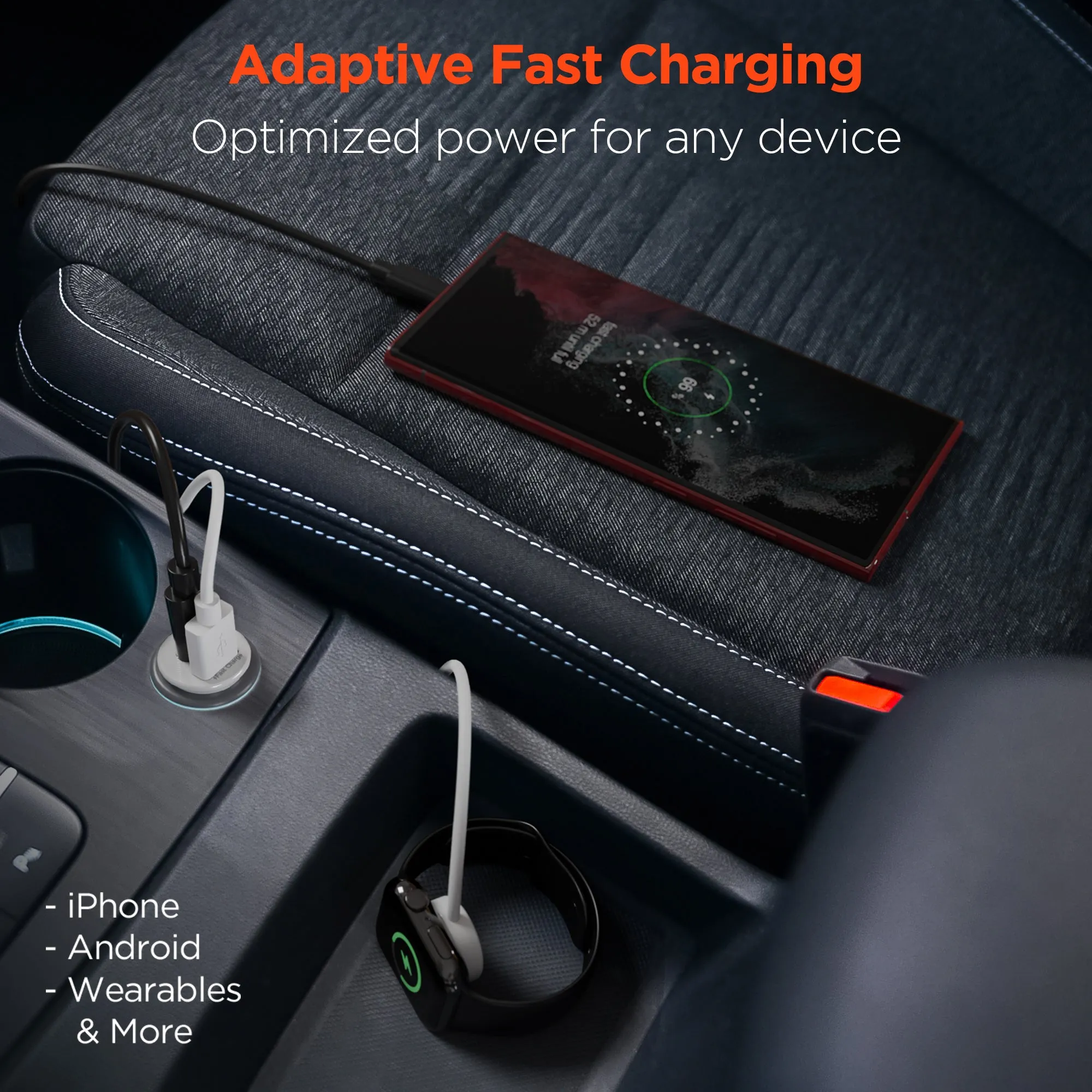 mini 20W USB-C PD   18W USB Fast Car Charger | White