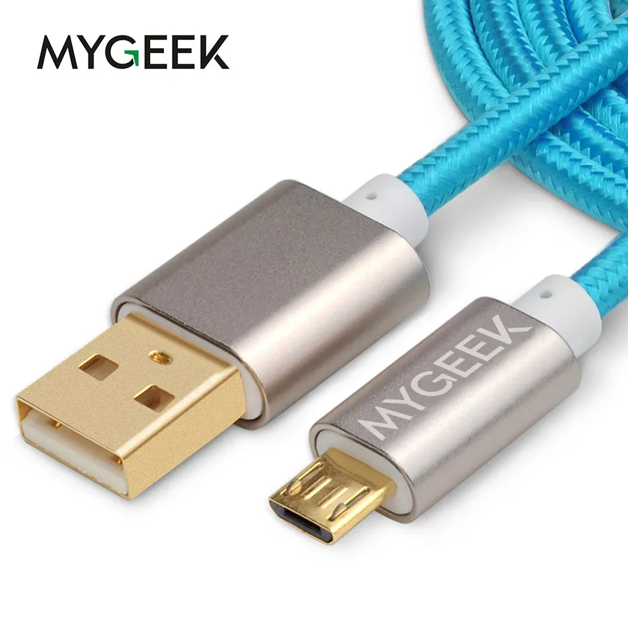 MyGeek Nylon Micro USB Cable for Samsung HTC Huawei Xiaomi Android 3m 2m Fast Charge wire Microusb Mini USB Mobile Phone Cables