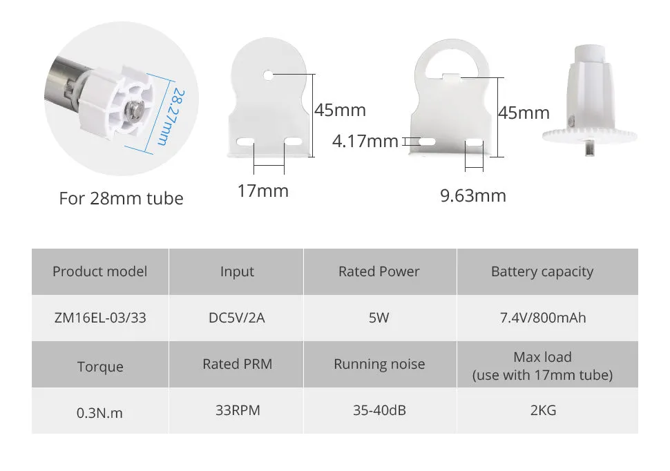 Oz Zigbee Blind Tube Motor