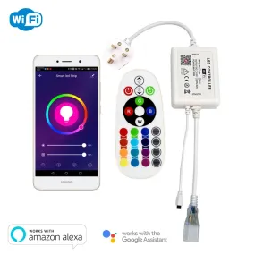 RGB LED Strip 220V 240V 120LEDs/m WiFi Tuya APP LED controller with 24key Remote