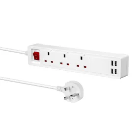 Smart Power Extension Lead, 3 AC Outlets & 4 DC USB Port Compatible With Alexa & Google Assistant, App Remote Separate or Group Control Your Appliance